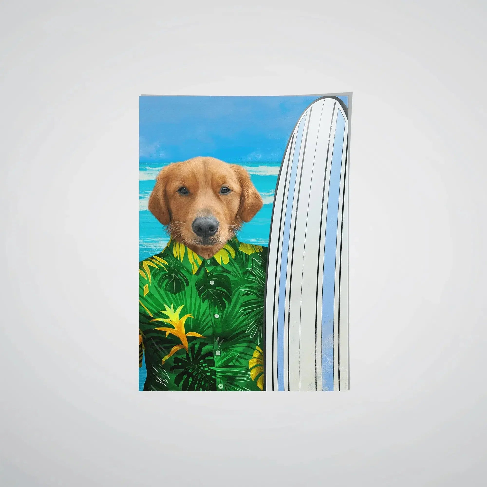 Royal and Paws - Poster The Surfer - Custom Pet Poster 16.5" x 23.4" / Green