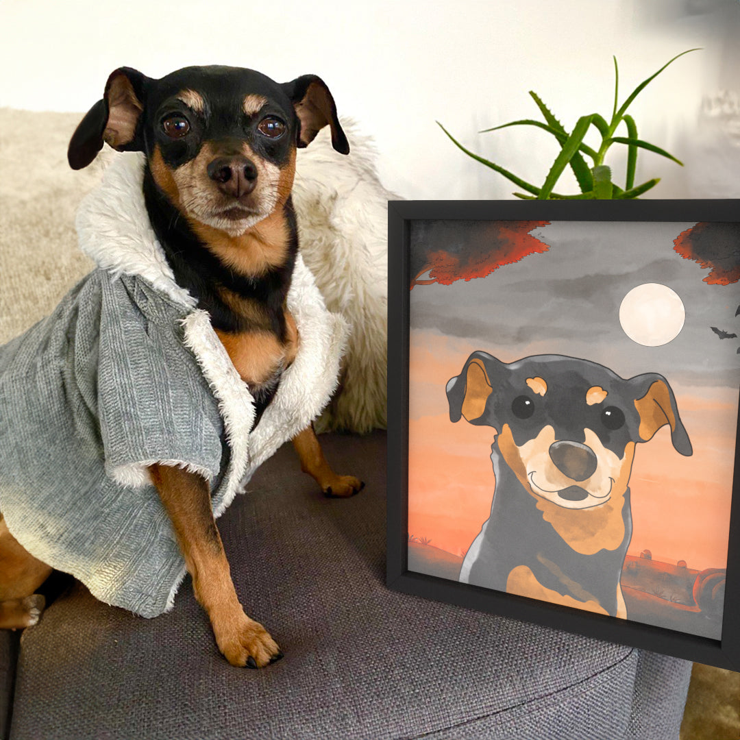 Halloween Watercolor Pet Portrait - One Pet