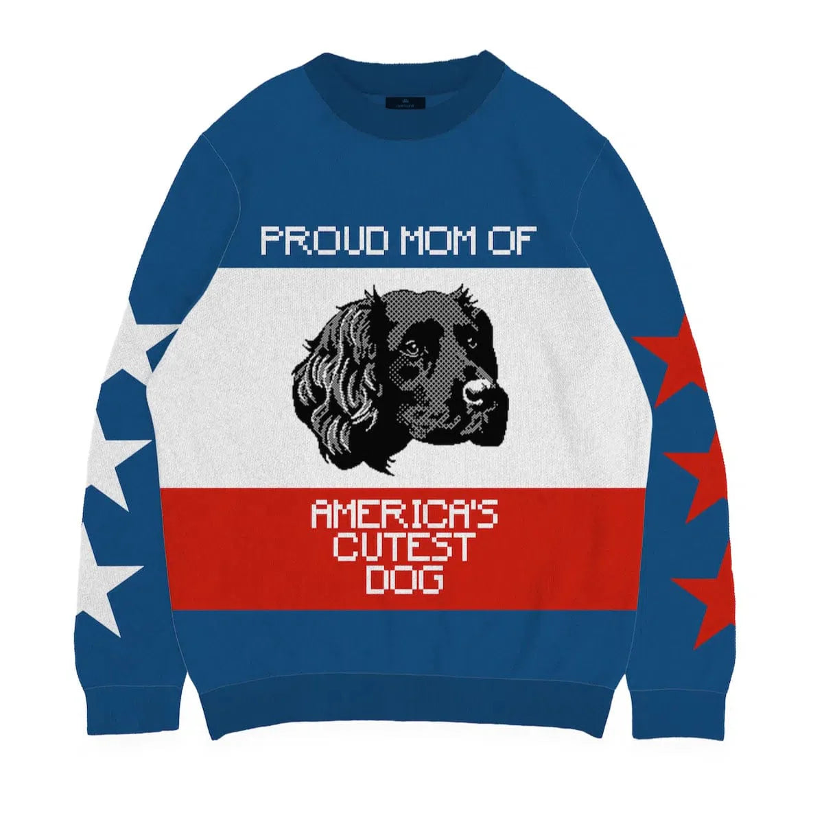 Royal and Paws - Knitwear Limited Edition! 4th of July Proud Dog Mom Knitted Sweater 2XS / Blue (Multi)