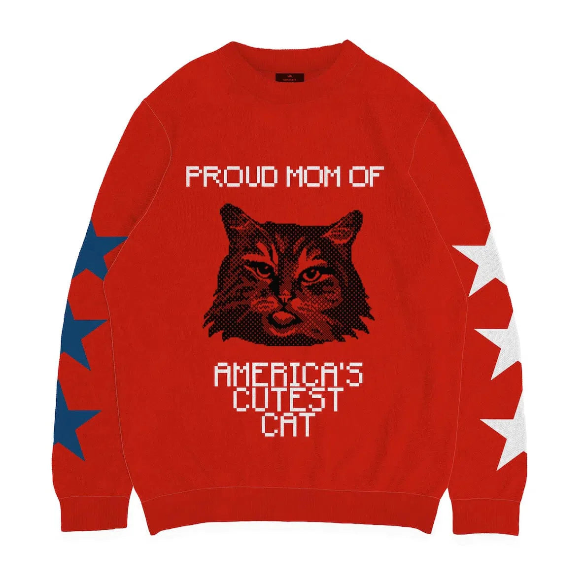 Royal and Paws - Knitwear Limited Edition! 4th of July Proud Cat Mom Knitted Sweater 2XS / Red