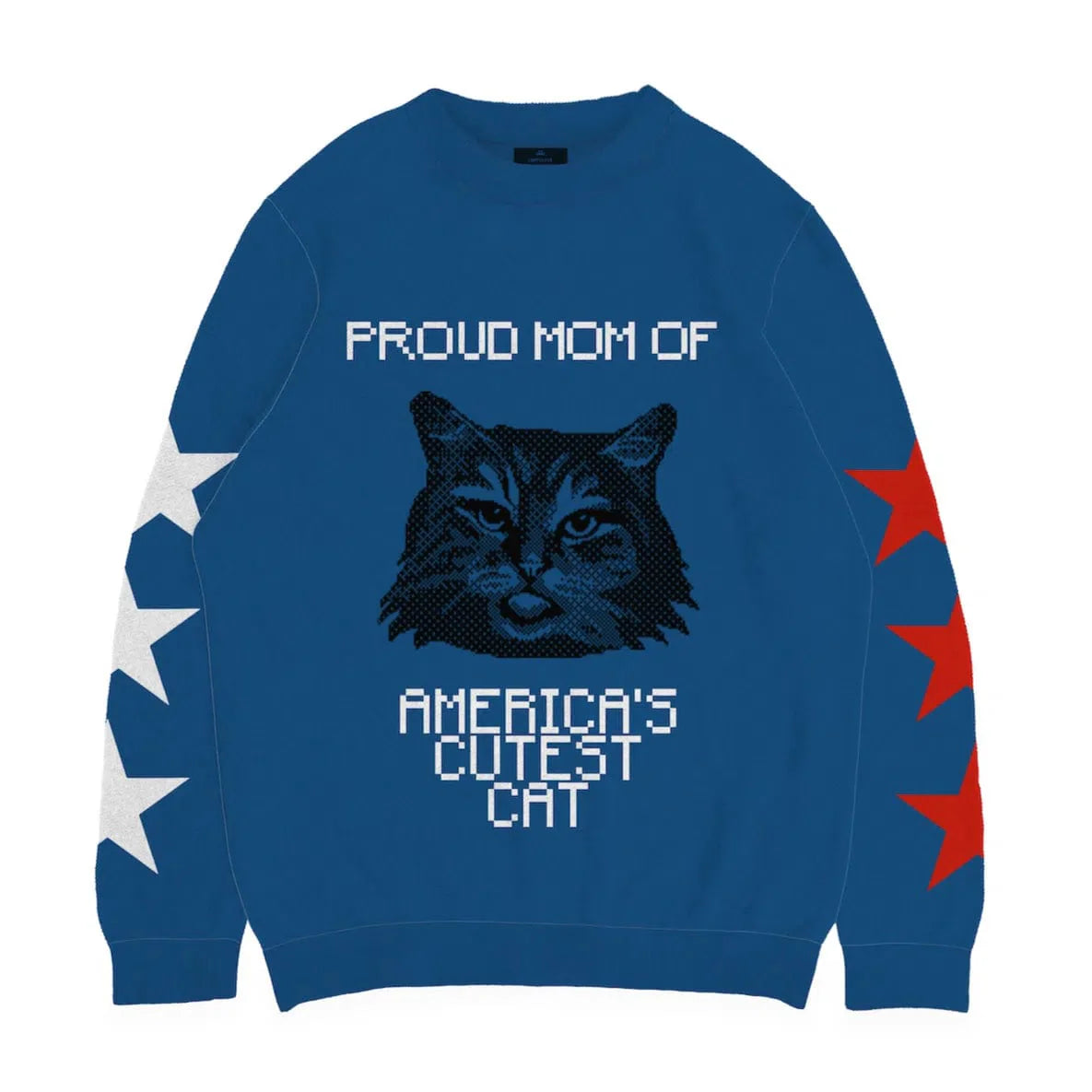 Royal and Paws - Knitwear Limited Edition! 4th of July Proud Cat Mom Knitted Sweater 2XS / Blue