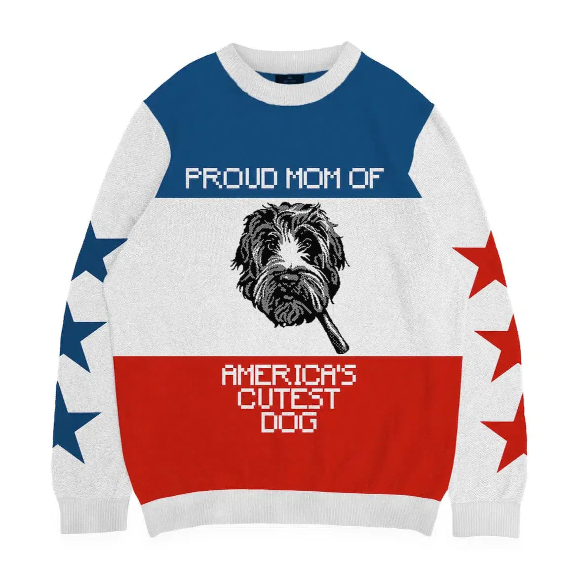 Royal and Paws - Knitwear Limited Edition! 4th of July Proud Dog Mom Knitted Sweater 2XS / White (Multi)