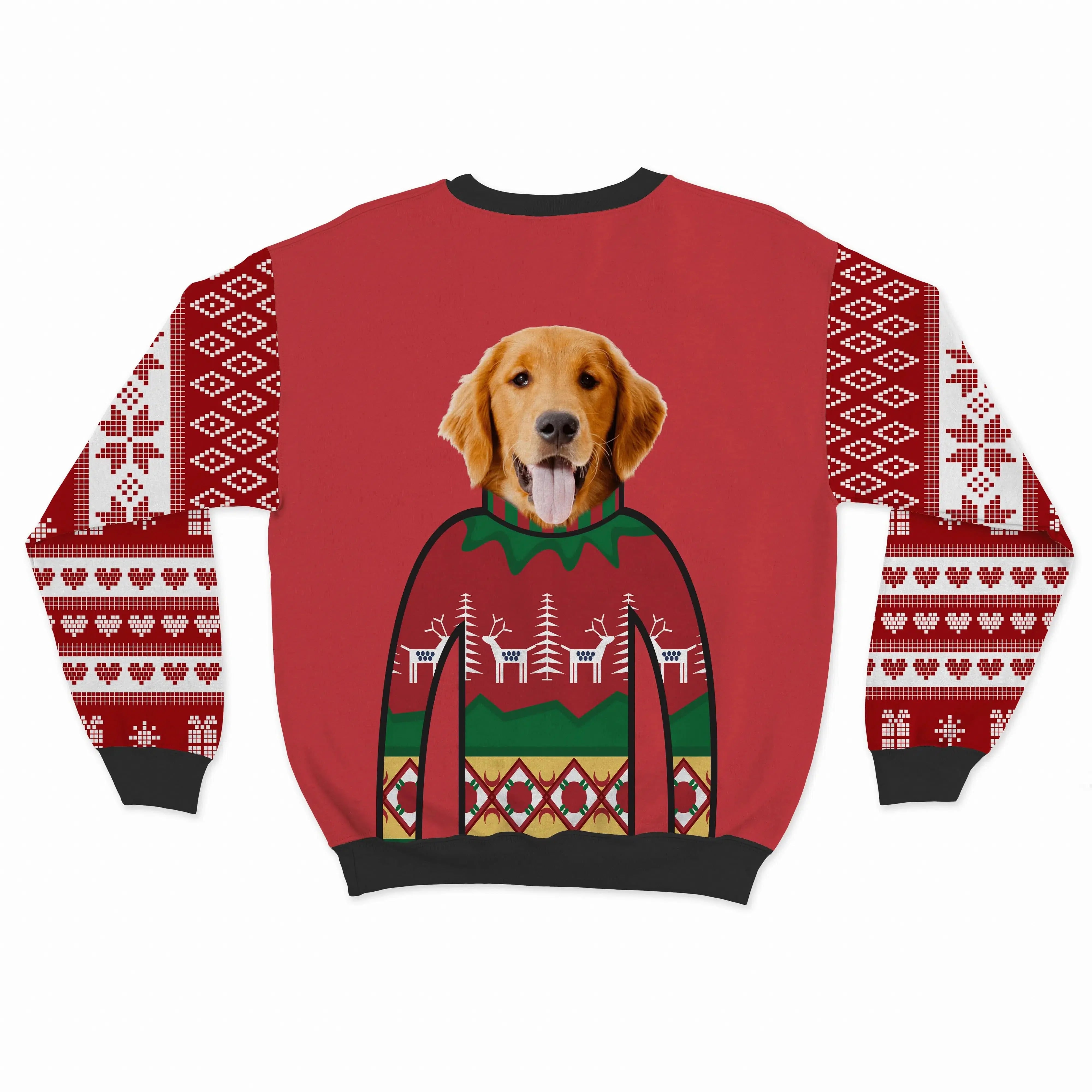 Royal and Paws - Custom Clothing Premium Christmas Sweatshirt Christmas Red / Snowflakes and Hearts / S