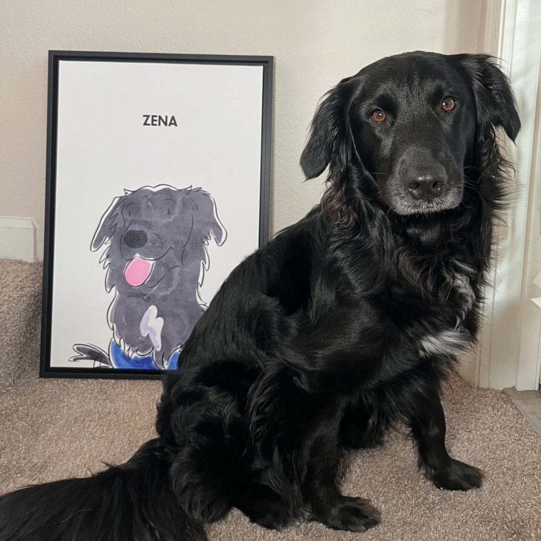 Watercolor Pet Portrait - One Pet, Framed Poster