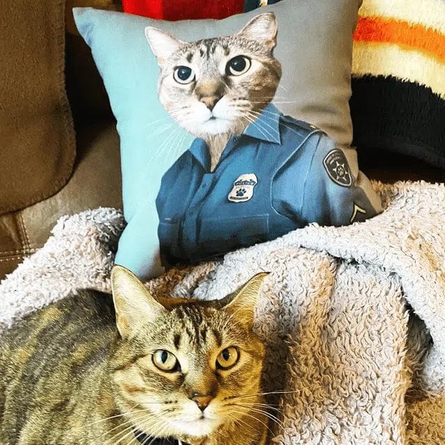 The Female Police Officer - Custom Throw Pillow
