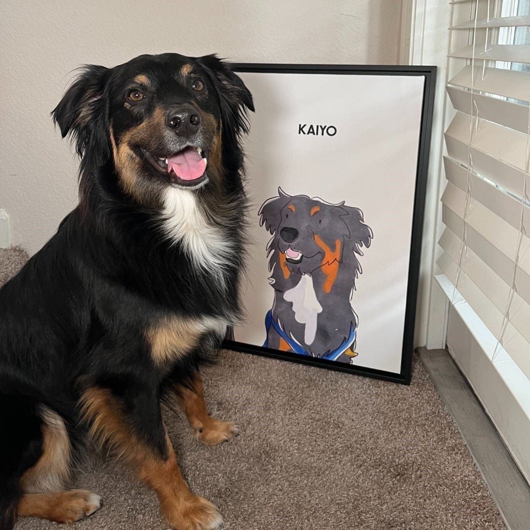 Watercolor Pet Portrait - One Pet, Framed Poster