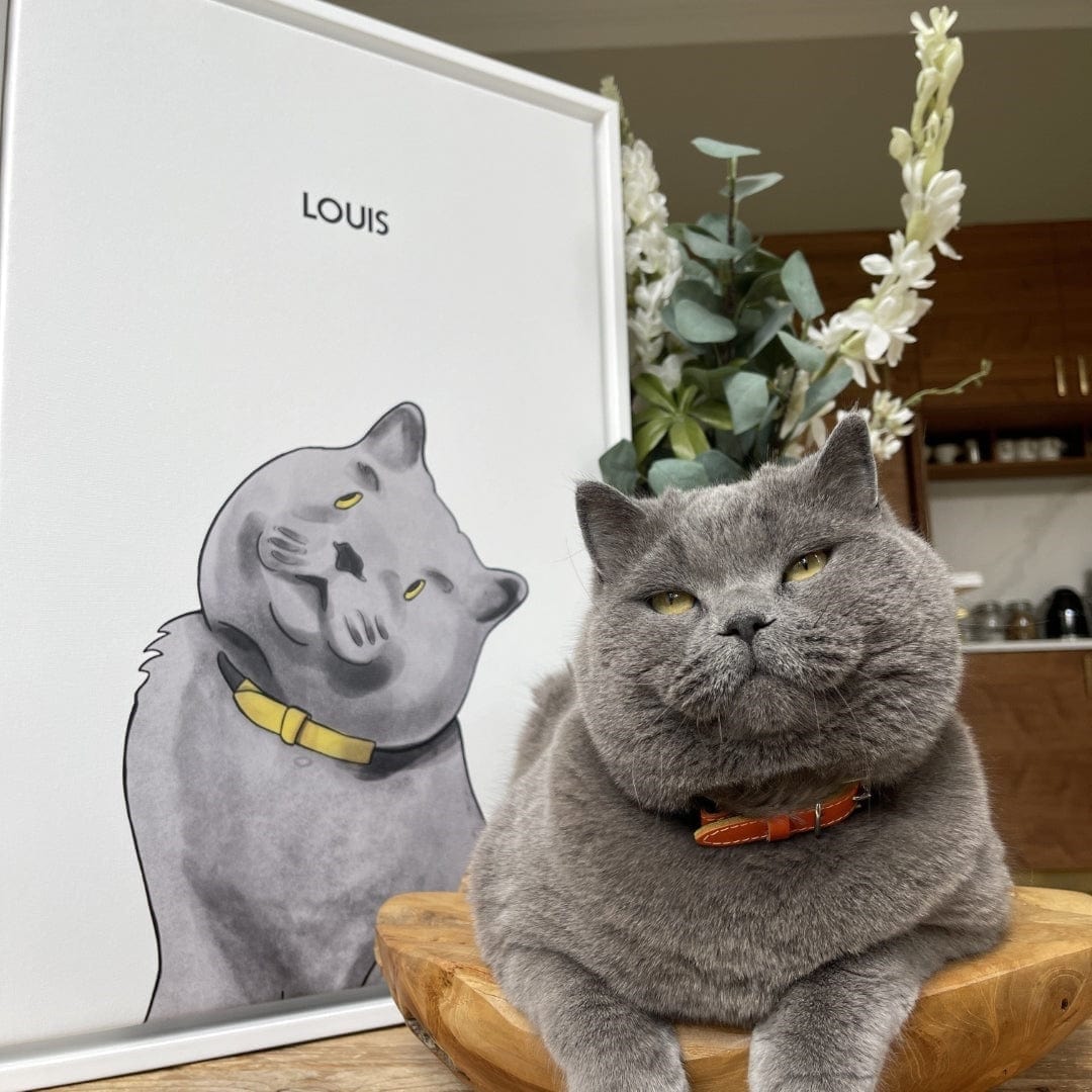 Watercolor Pet Portrait - One Pet, Framed Poster