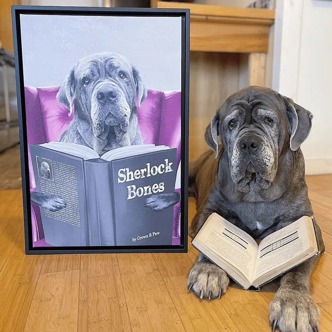 Custom Pet Reading a Book Portrait - Framed Poster