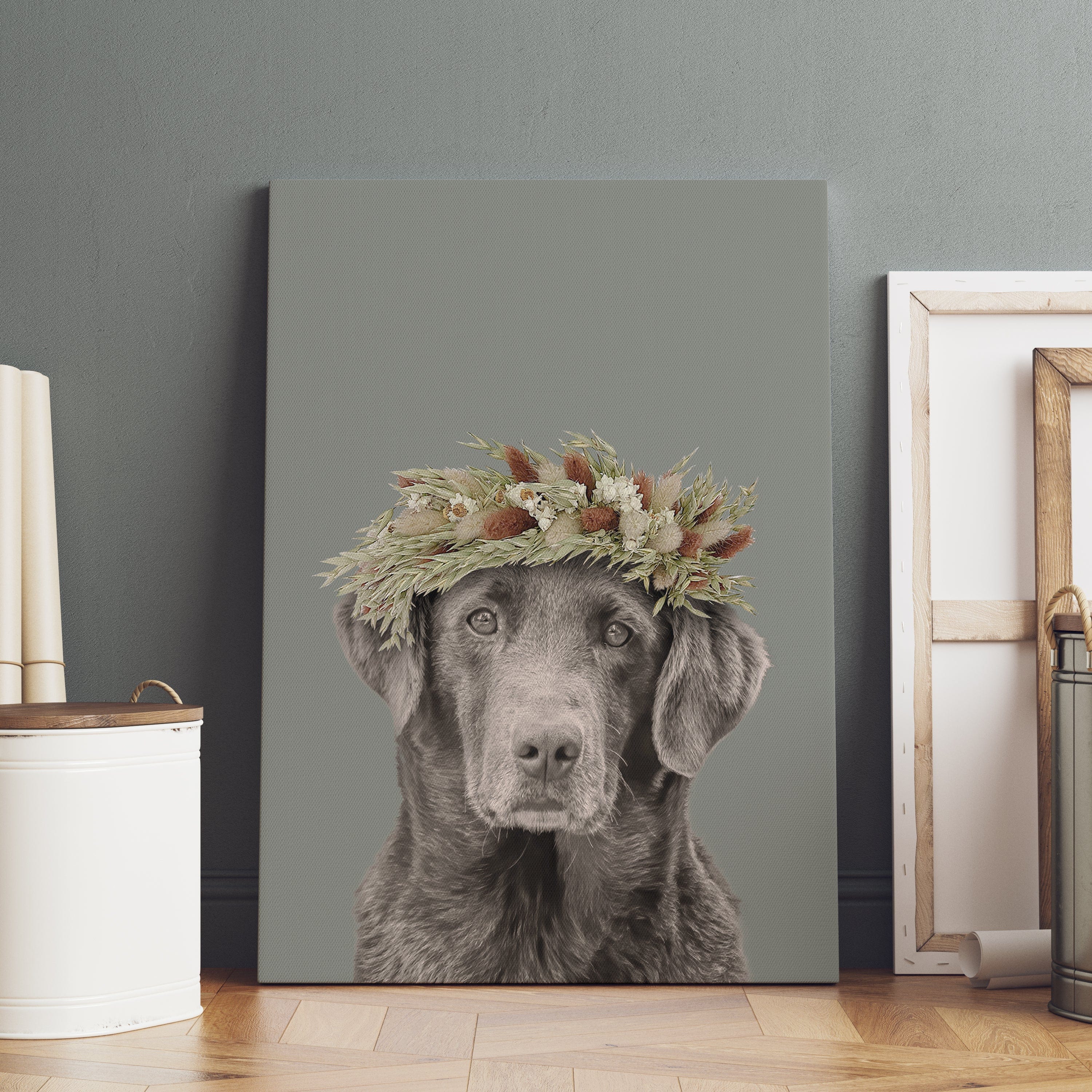 Royal and Paws - Canvas Foliage Pet Portrait - Custom Canvas 8" x 10" / Green