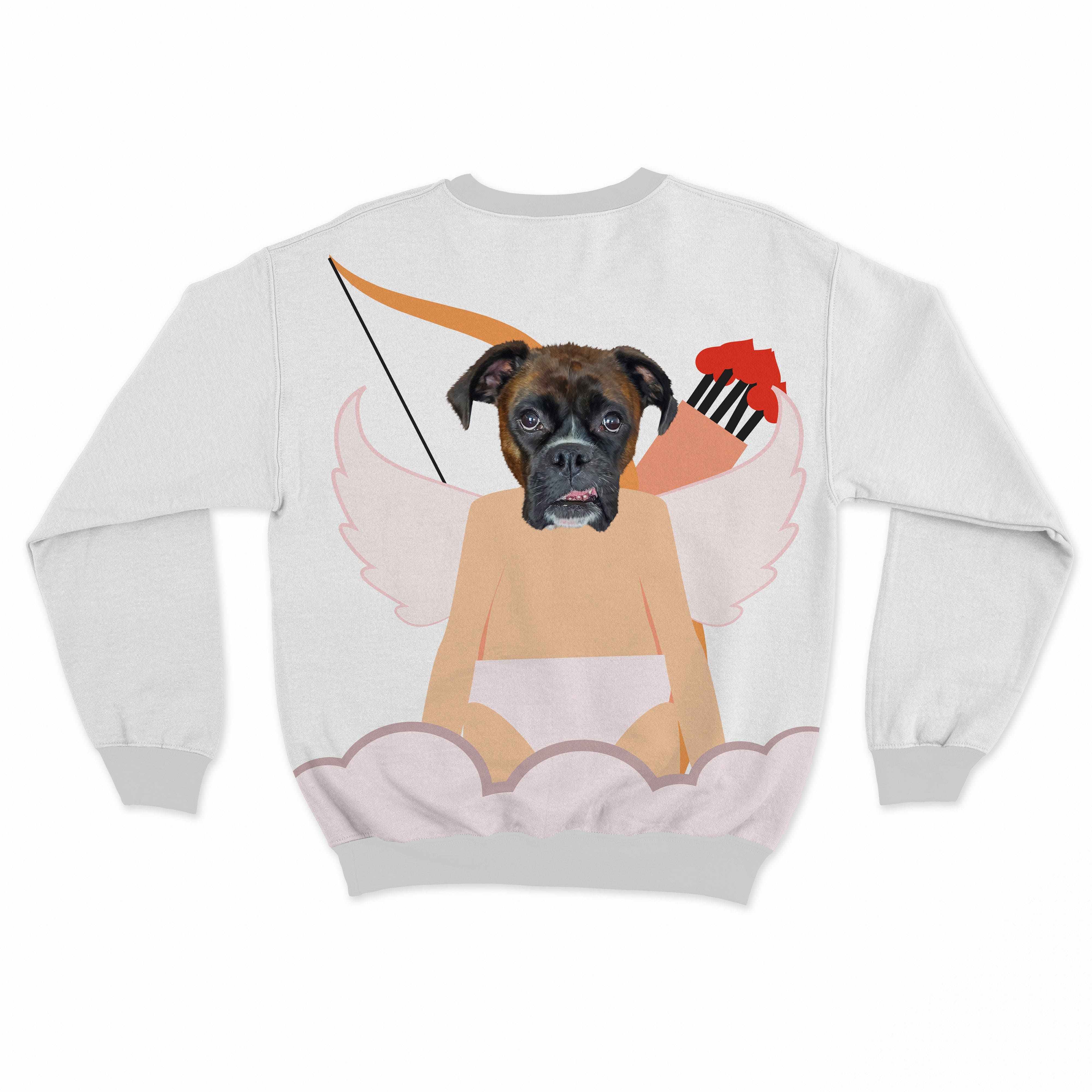 Royal and Paws - Custom Clothing Pet Face Valentines Sweatshirt Cupid White / S