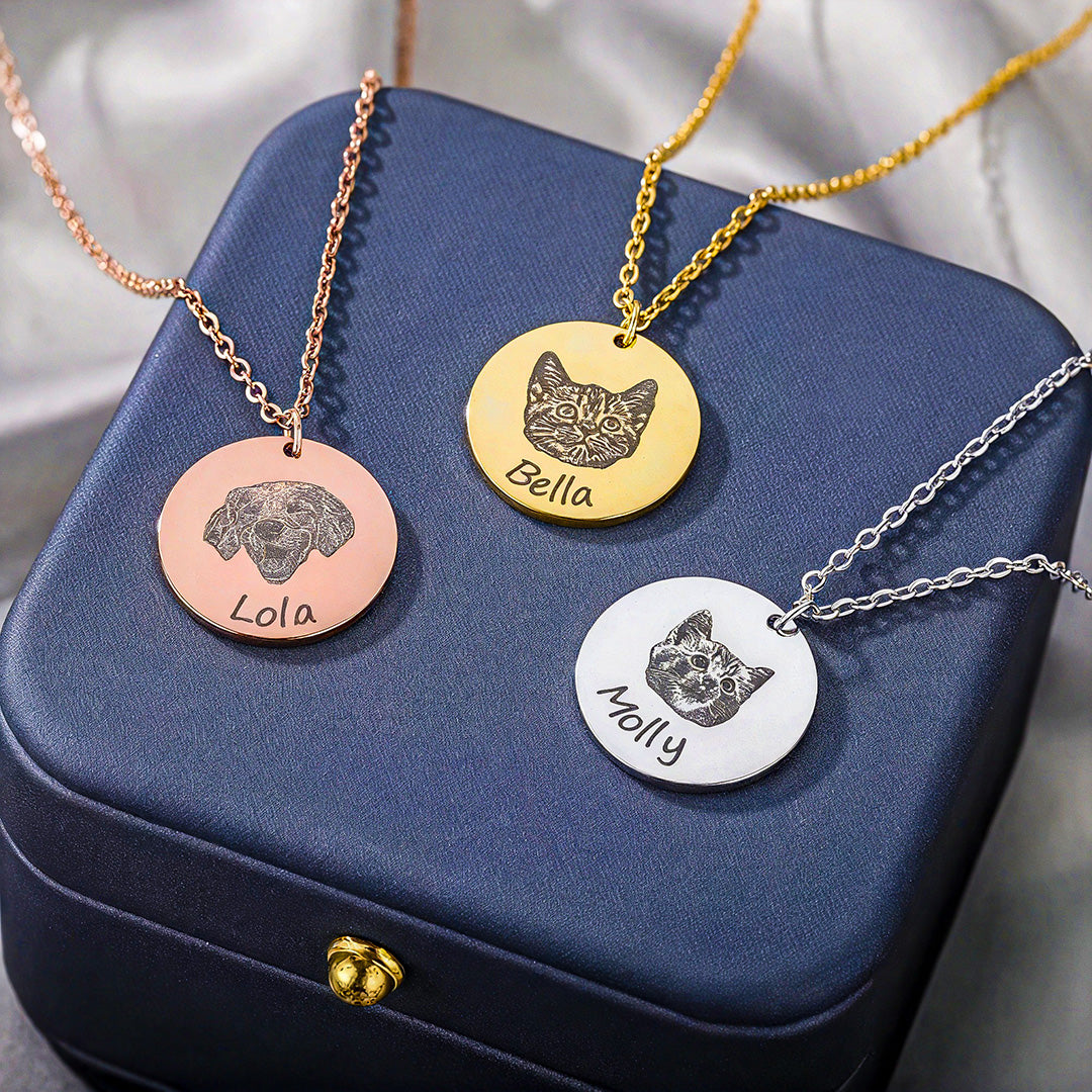 Pet Portrait Necklace - Custom Engraved