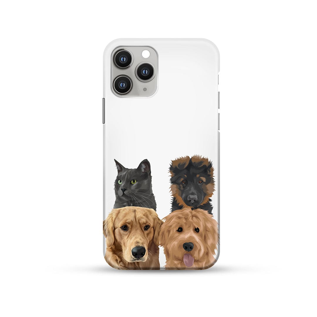 Royal and Paws - Phone Case Modern Pet Portrait Phone Case - Four Pets iPhone 14 / Without Name