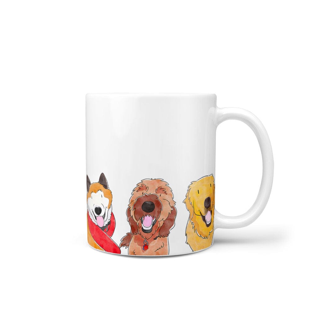 Royal and Paws - Mug Custom Watercolor Pet Portrait Mug - Three Pets 11oz / Without Name