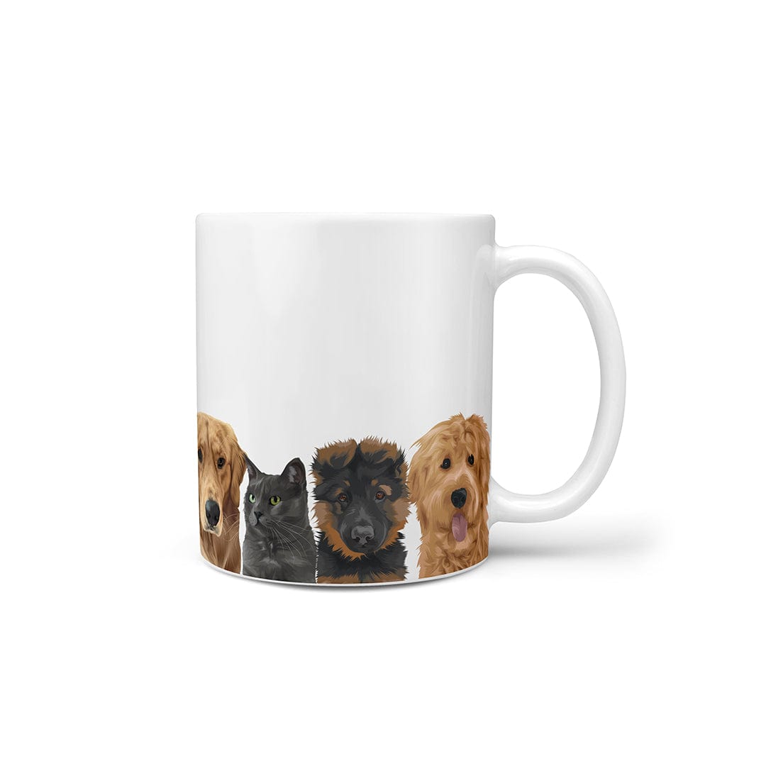 Royal and Paws - Mug Custom Modern Pet Portrait Mug - Four Pets 11oz / Without Name