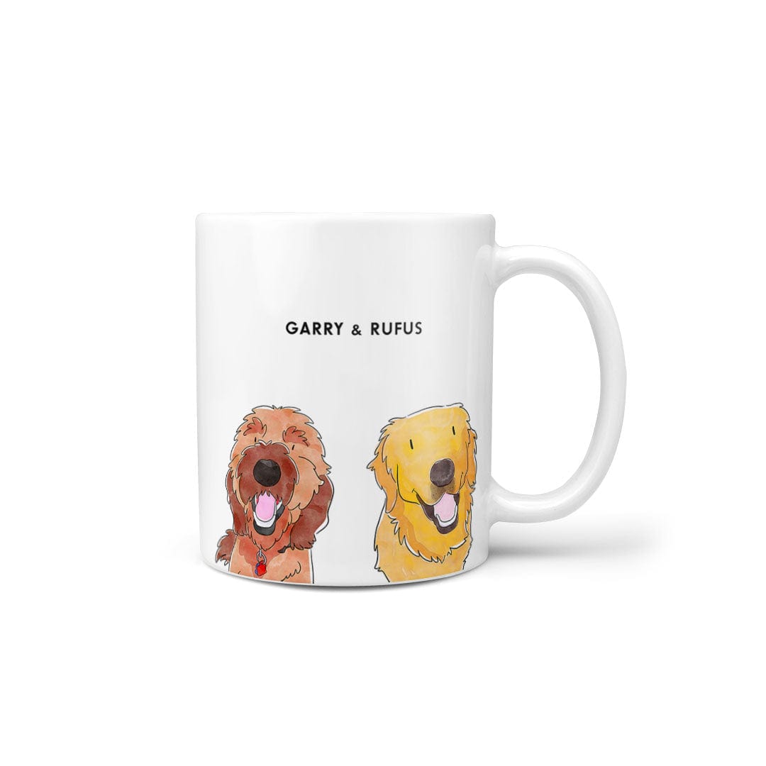 Royal and Paws - Mug Custom Watercolor Pet Portrait Mug - Two Pets 11oz / With Name