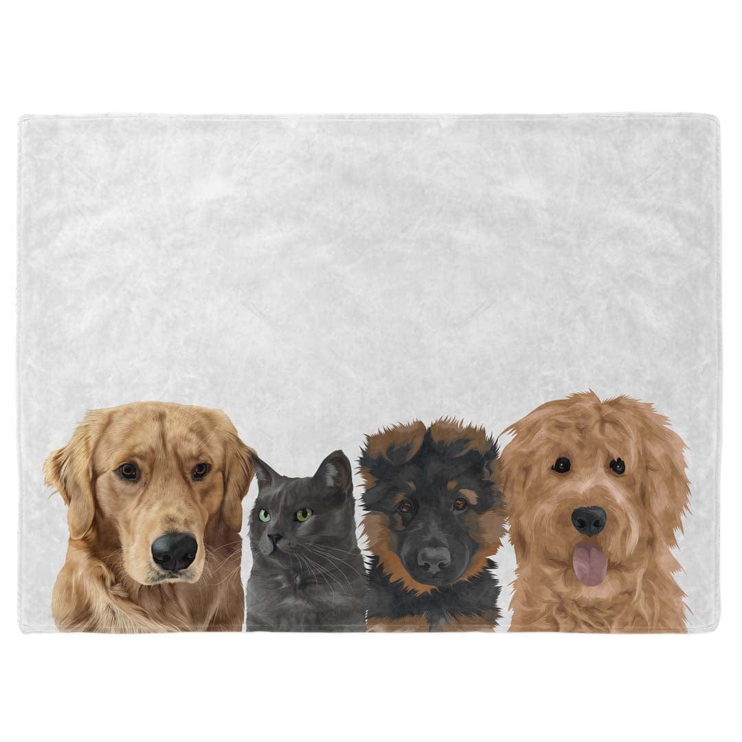 Royal and Paws - Blanket Modern Pet Face Blanket - Four Pets 30" x 40" / Without Name