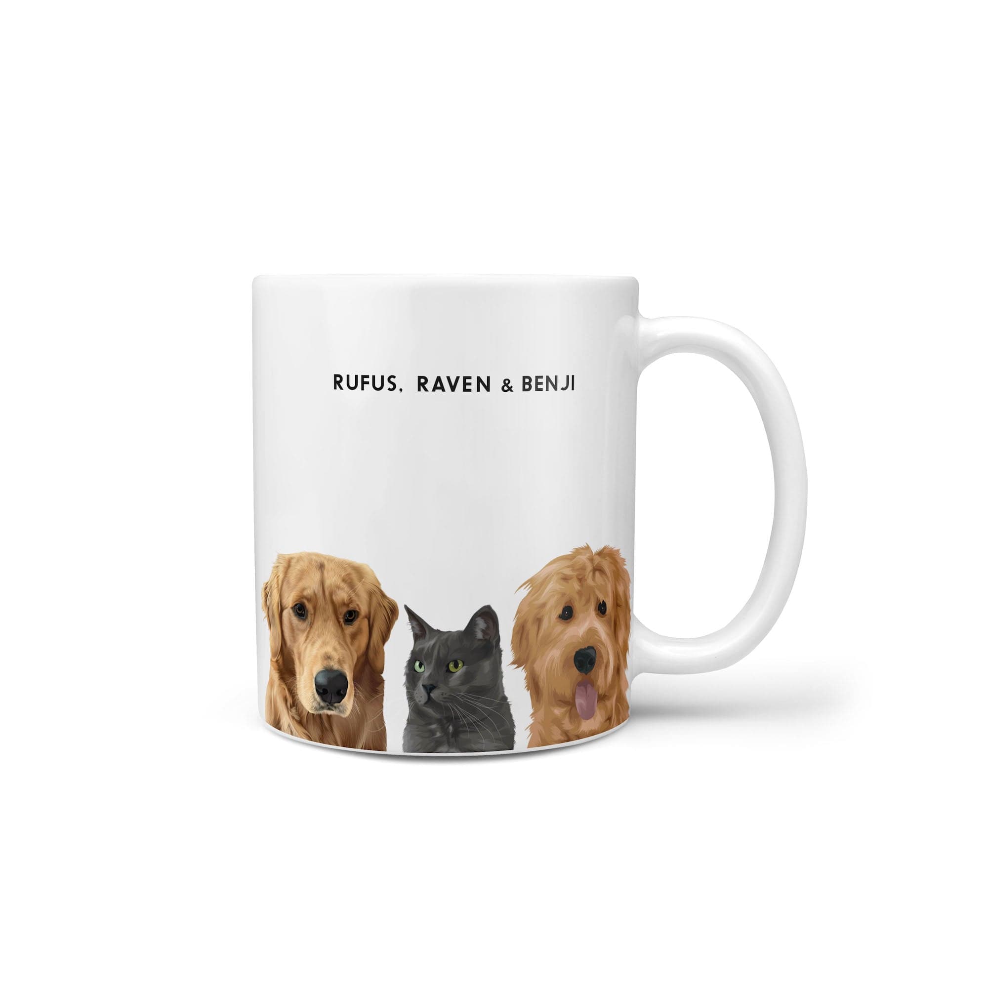 Royal and Paws - Mug Custom Modern Pet Portrait Mug - Three Pets