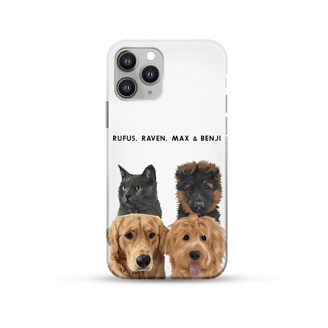 Royal and Paws - Phone Case Modern Pet Portrait Phone Case - Four Pets iPhone 14 / With Name