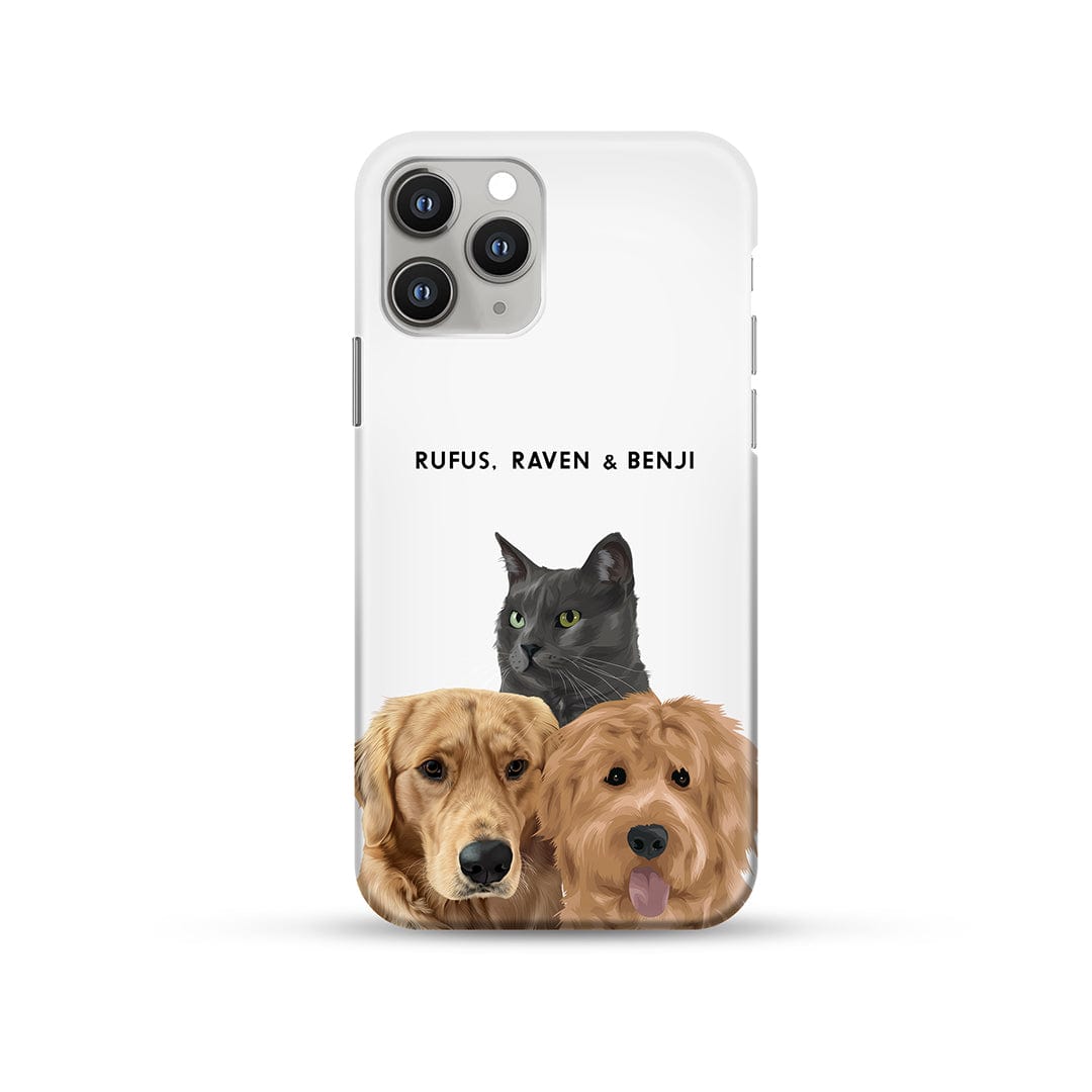 Royal and Paws - Phone Case Modern Pet Portrait Phone Case - Three Pets iPhone 14 / With Name