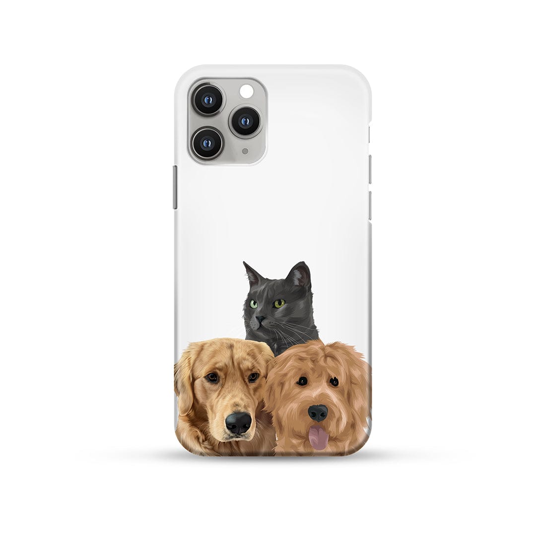 Royal and Paws - Phone Case Modern Pet Portrait Phone Case - Three Pets iPhone 14 / Without Name