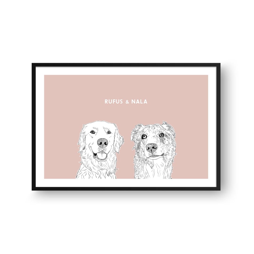 Royal and Paws - Framed Poster Illustrated Pet Portrait - Two Pets