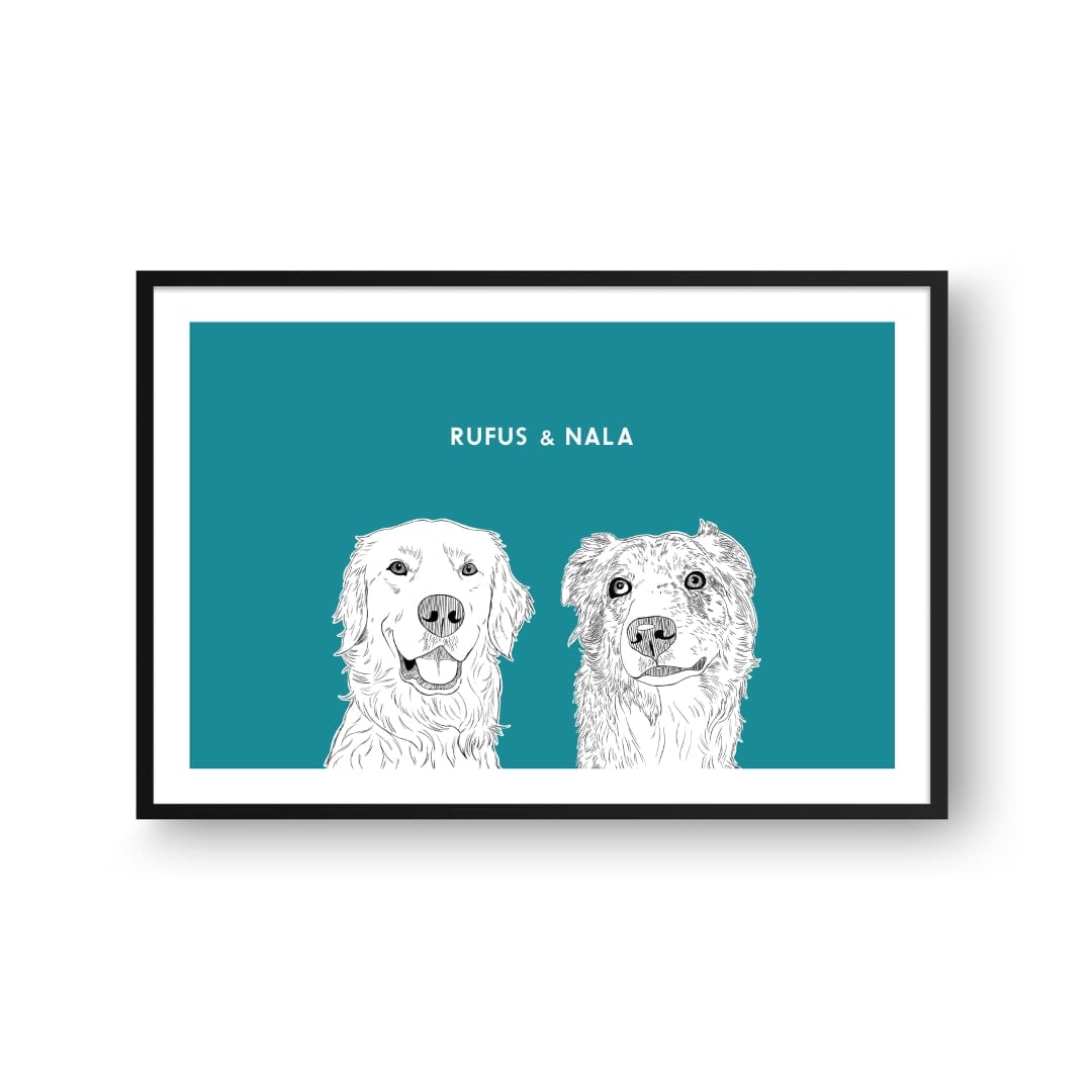 Royal and Paws - Framed Poster Illustrated Pet Portrait - Two Pets