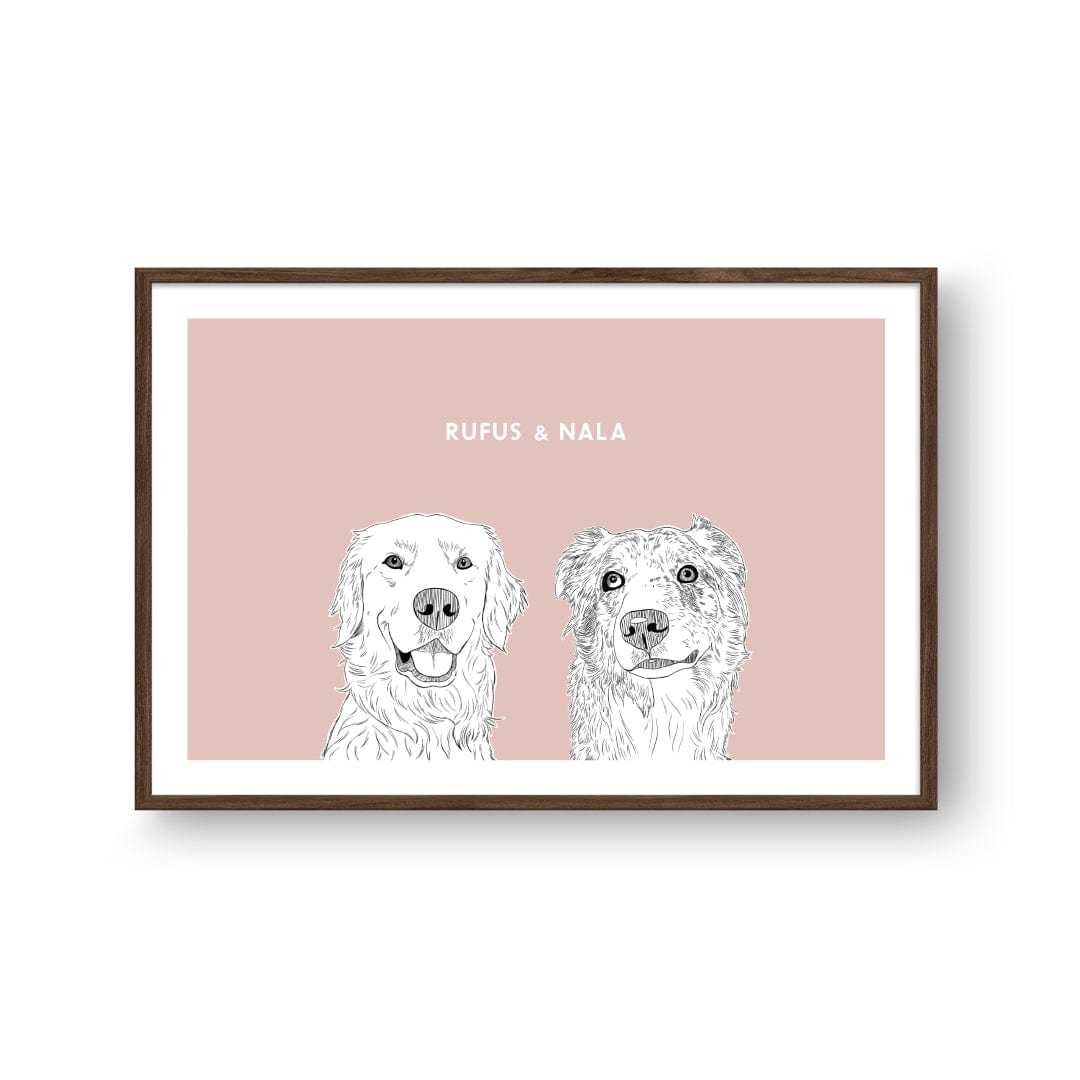 Royal and Paws - Framed Poster Illustrated Pet Portrait - Two Pets