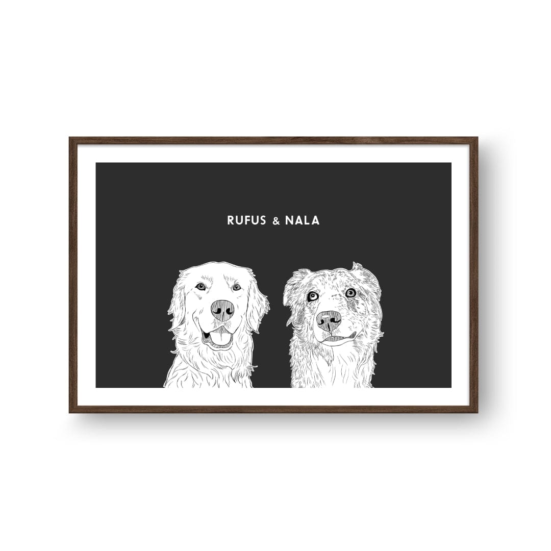 Royal and Paws - Framed Poster Illustrated Pet Portrait - Two Pets