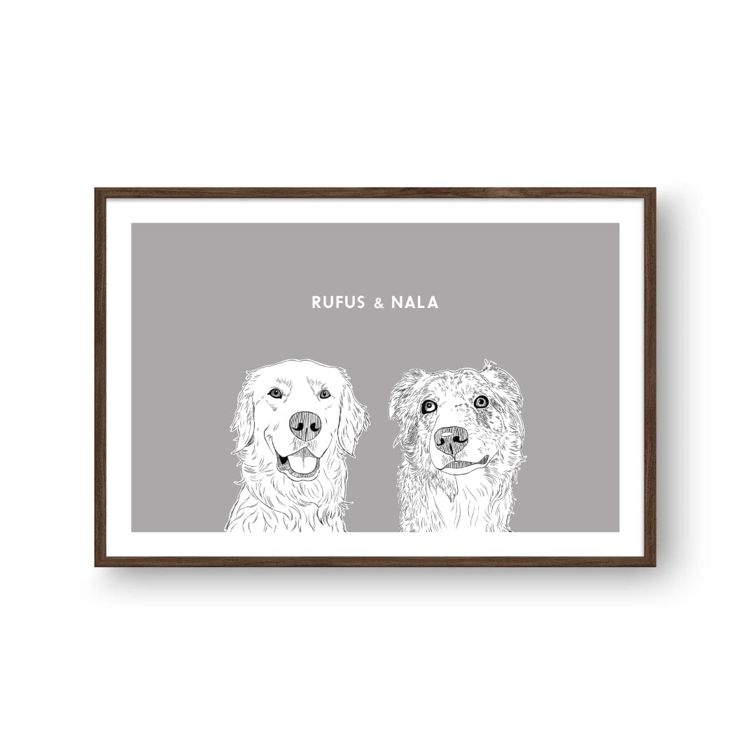 Royal and Paws - Framed Poster Illustrated Pet Portrait - Two Pets