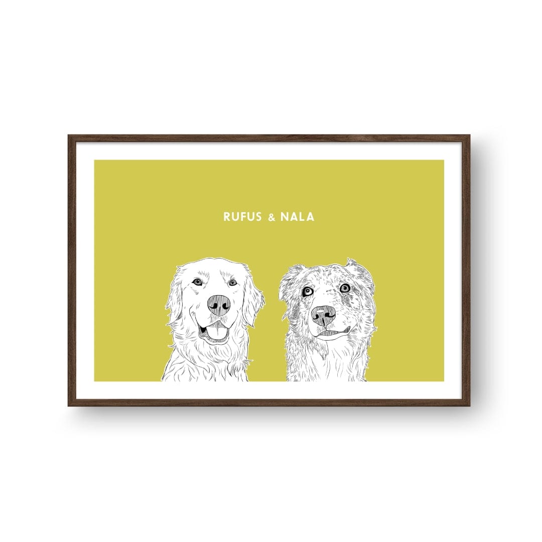 Royal and Paws - Framed Poster Illustrated Pet Portrait - Two Pets