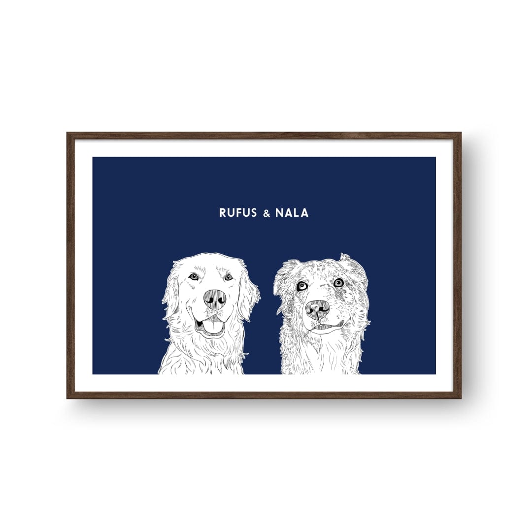 Royal and Paws - Framed Poster Illustrated Pet Portrait - Two Pets