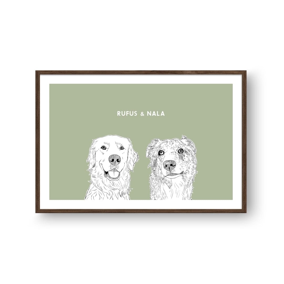 Royal and Paws - Framed Poster Illustrated Pet Portrait - Two Pets