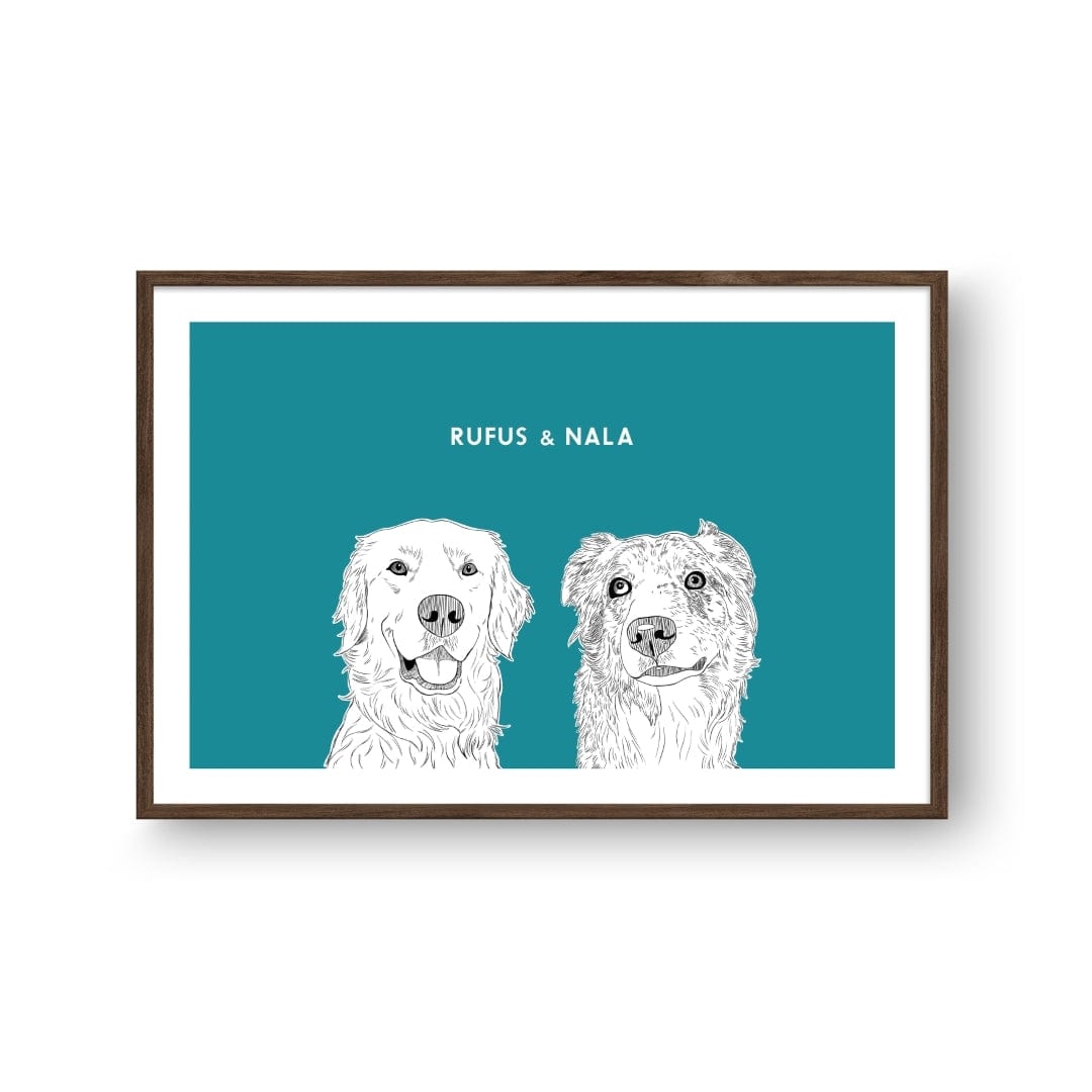 Royal and Paws - Framed Poster Illustrated Pet Portrait - Two Pets