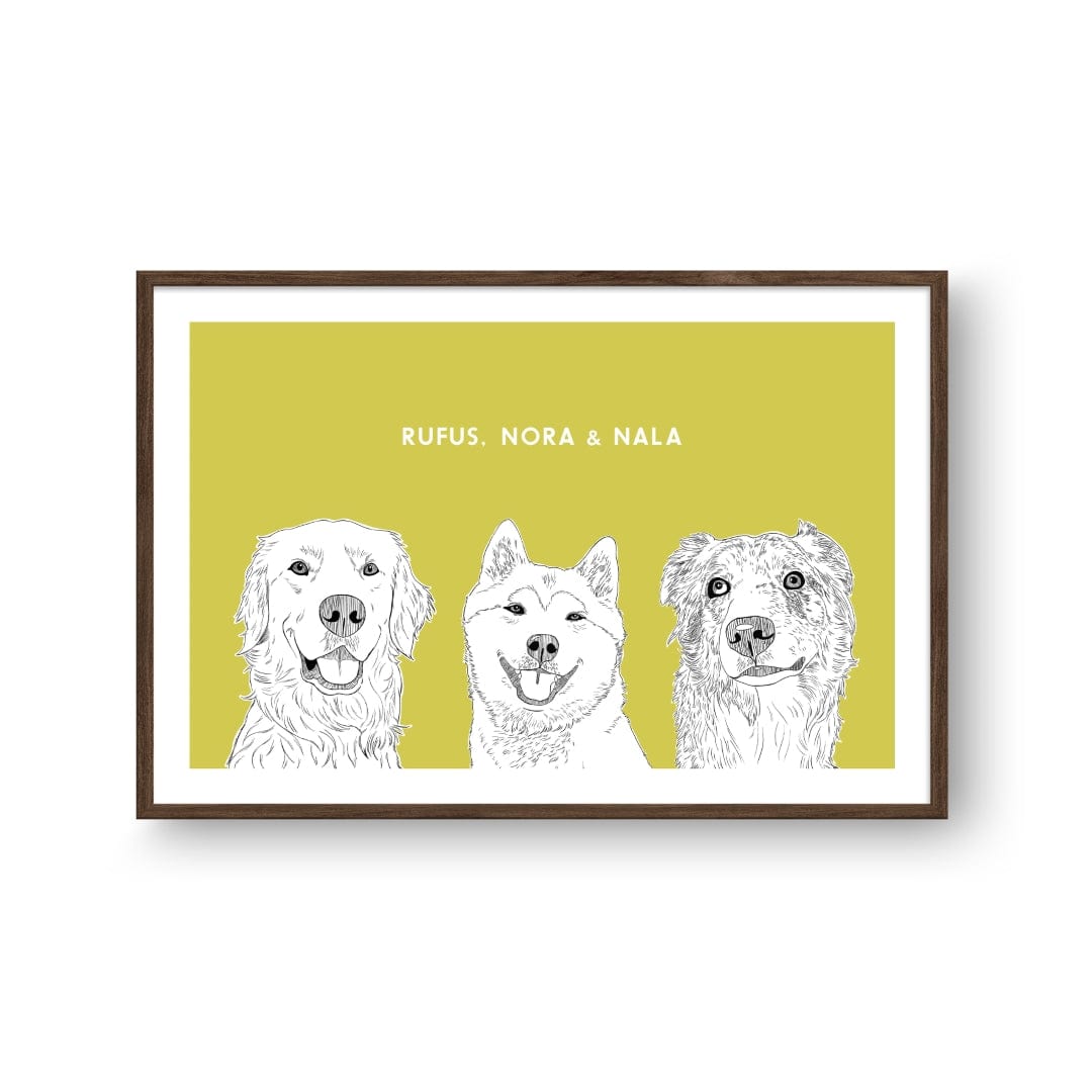 Royal and Paws - Framed Poster Illustrated Pet Portrait - Three Pets