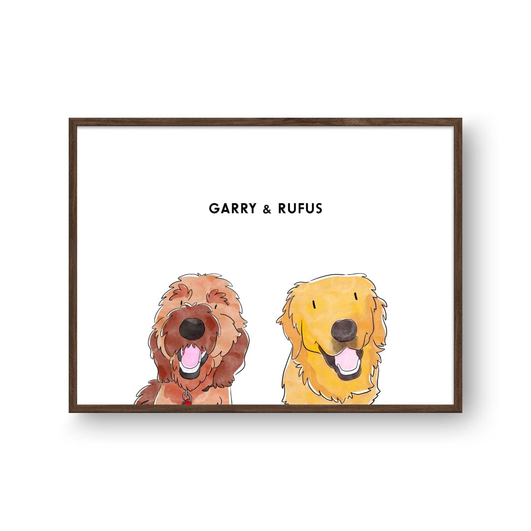 Royal and Paws - Framed Poster Watercolor Pet Portrait - Two Pets