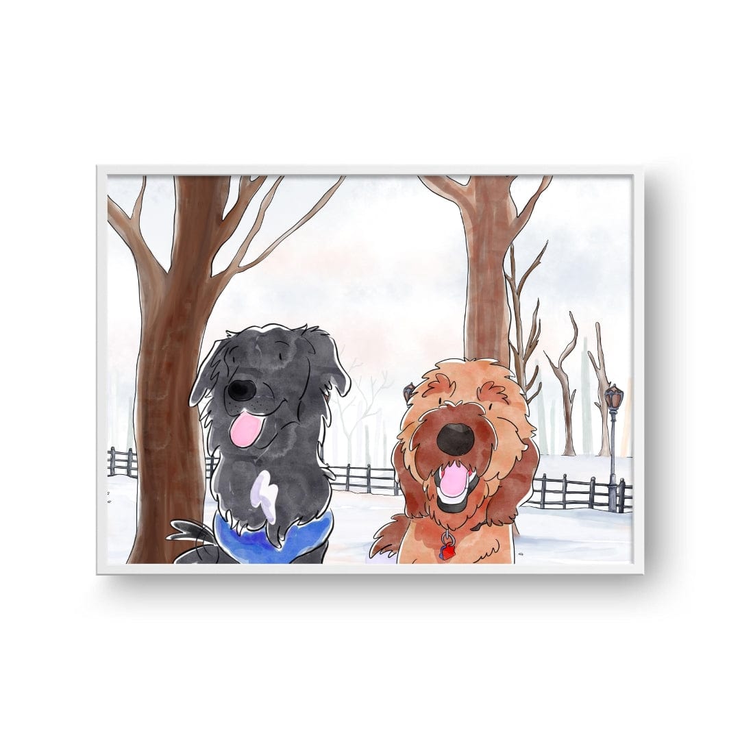 Royal and Paws - Framed Poster Watercolor Pet Portrait - Two Pets, Framed Poster
