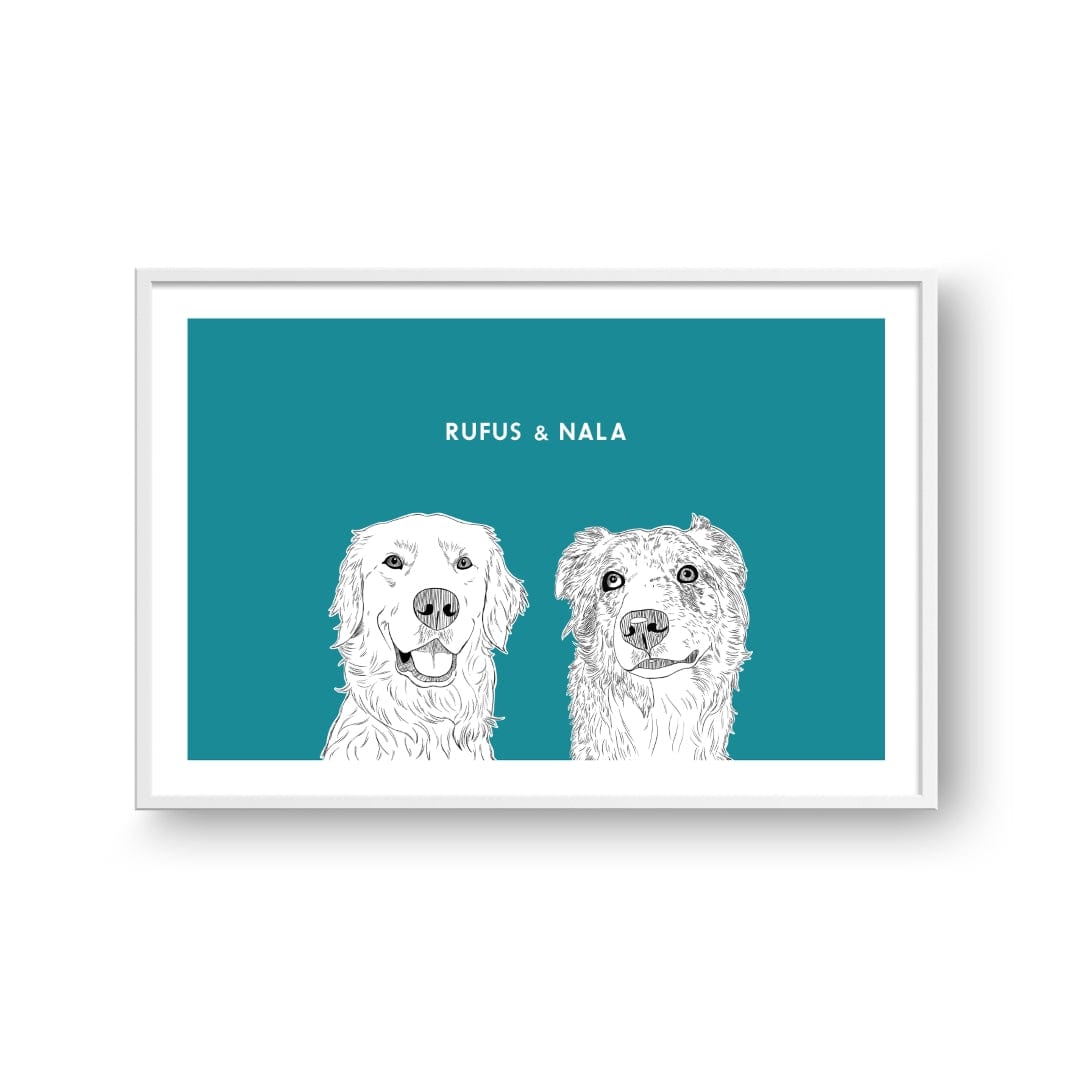 Royal and Paws - Framed Poster Illustrated Pet Portrait - Two Pets