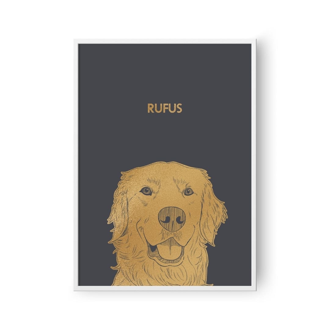 Royal and Paws - Framed Poster Illustrated Metal Foil Pet Portrait - One Pet, Framed Print