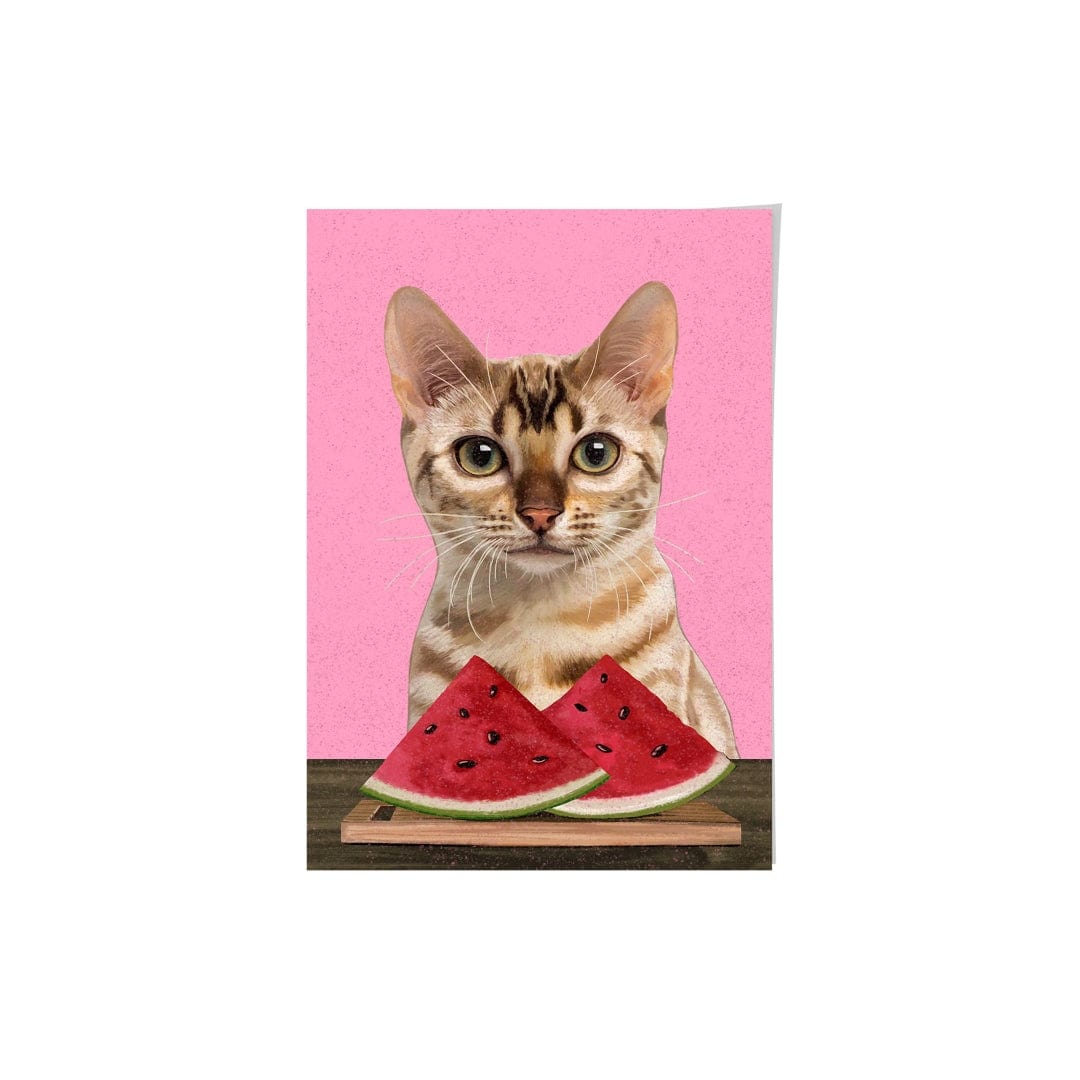Royal and Paws - Framed Poster Custom Pet with Watermelon Portrait - Framed Poster