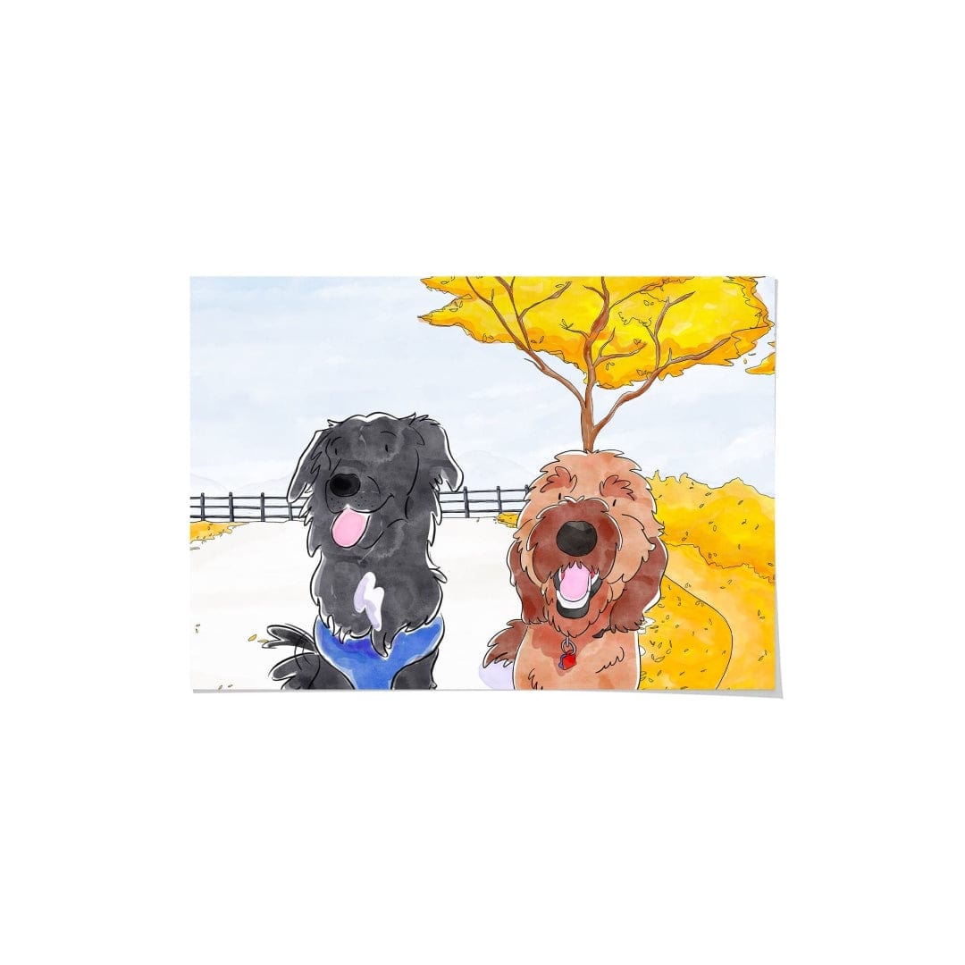 Royal and Paws - Framed Poster Watercolor Pet Portrait - Two Pets, Framed Poster