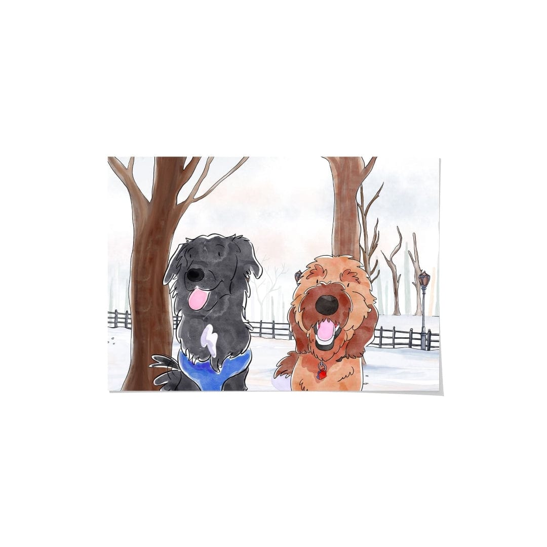 Royal and Paws - Framed Poster Watercolor Pet Portrait - Two Pets, Framed Poster
