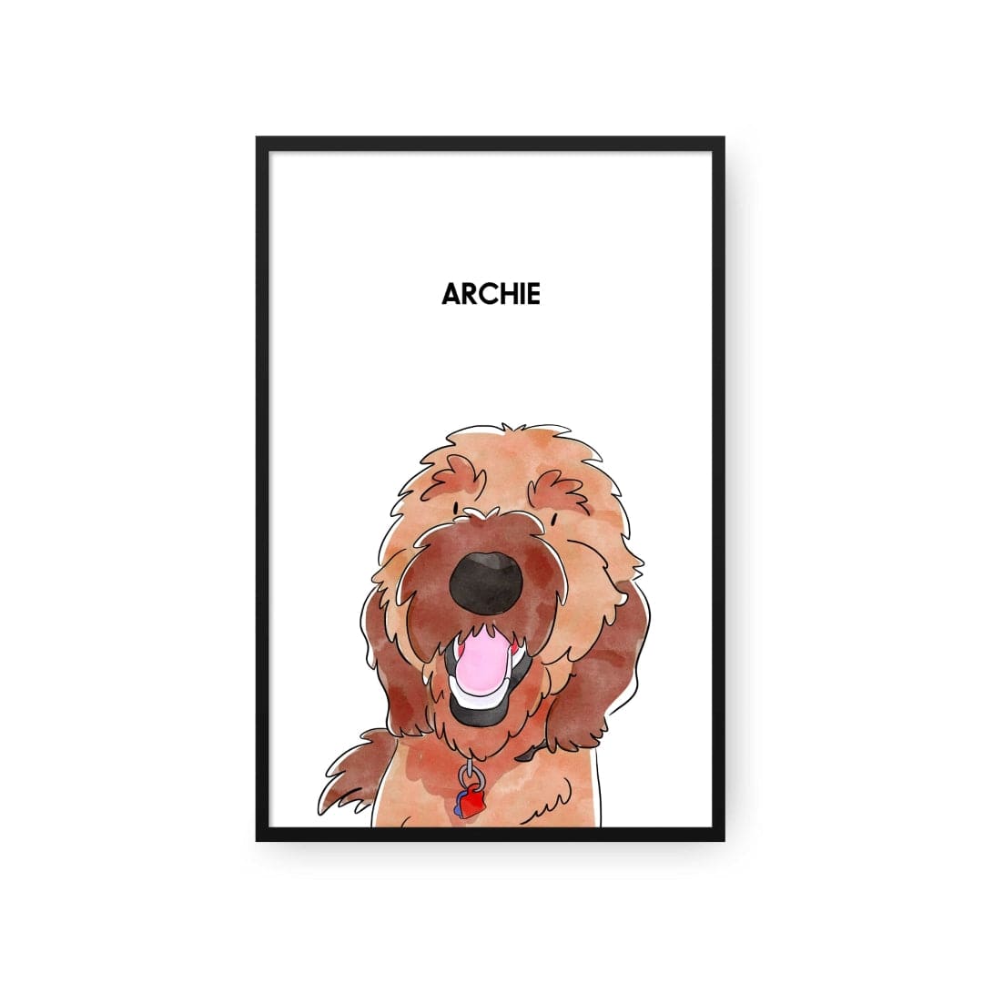 Royal and Paws - Framed Poster Watercolor Pet Portrait - One Pet, Framed Poster