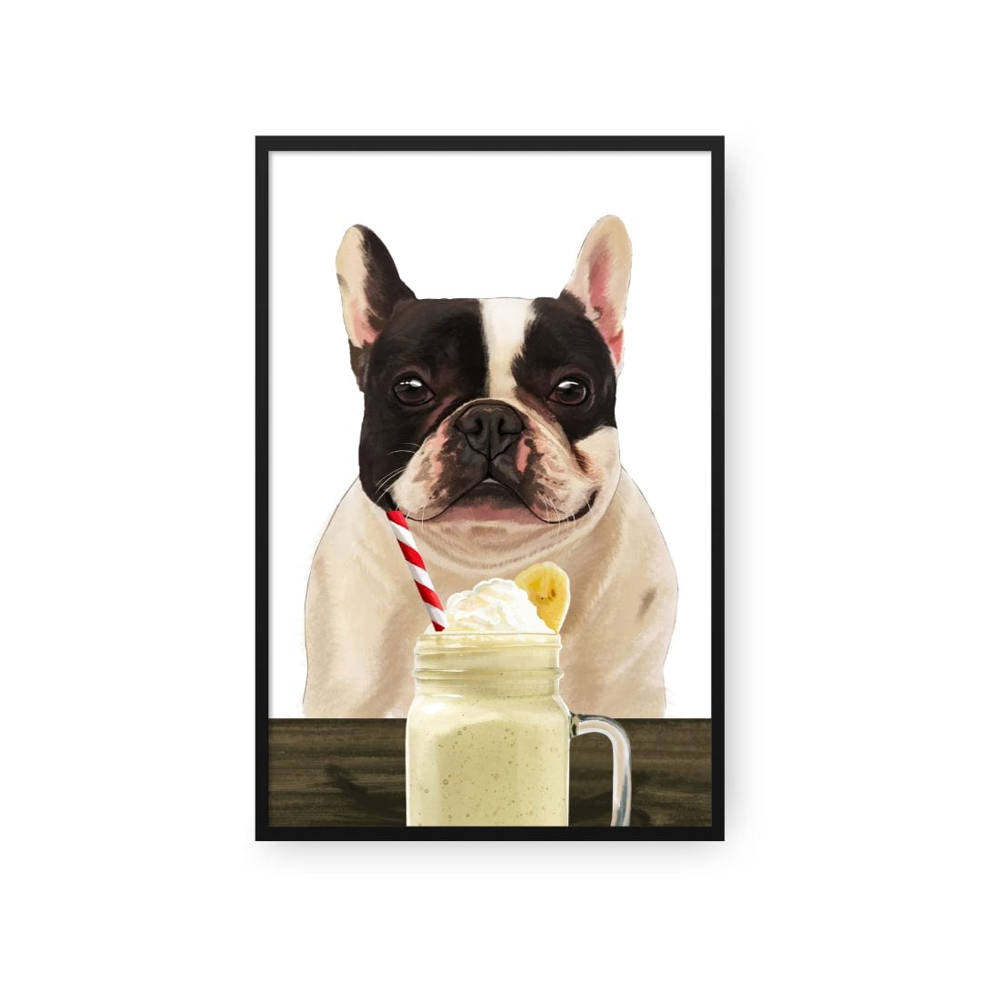 Royal and Paws - Framed Poster Custom Pet with Banana Shake Portrait - Framed Poster