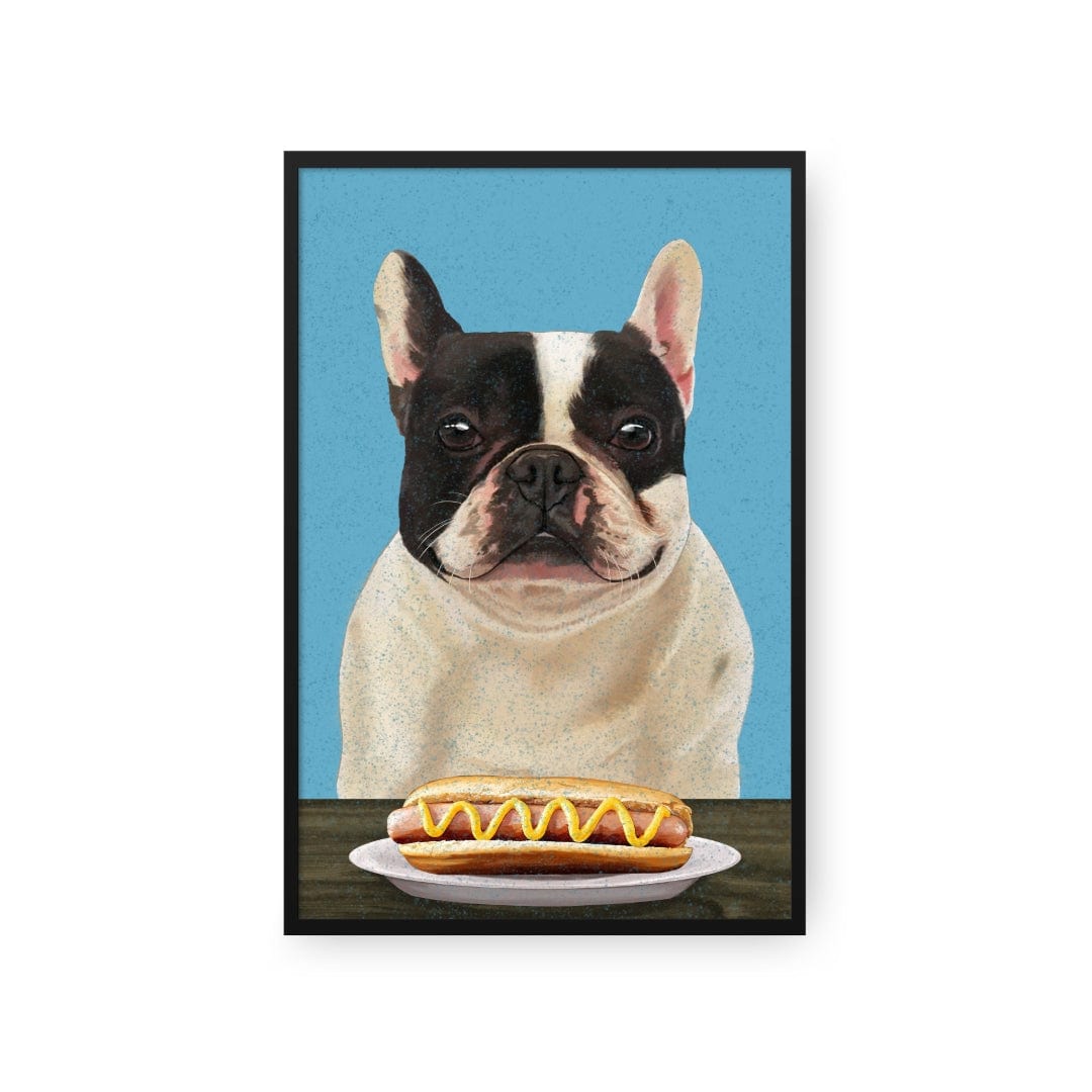 Royal and Paws - Framed Poster Custom Pet with Hot Dog Portrait - Framed Poster