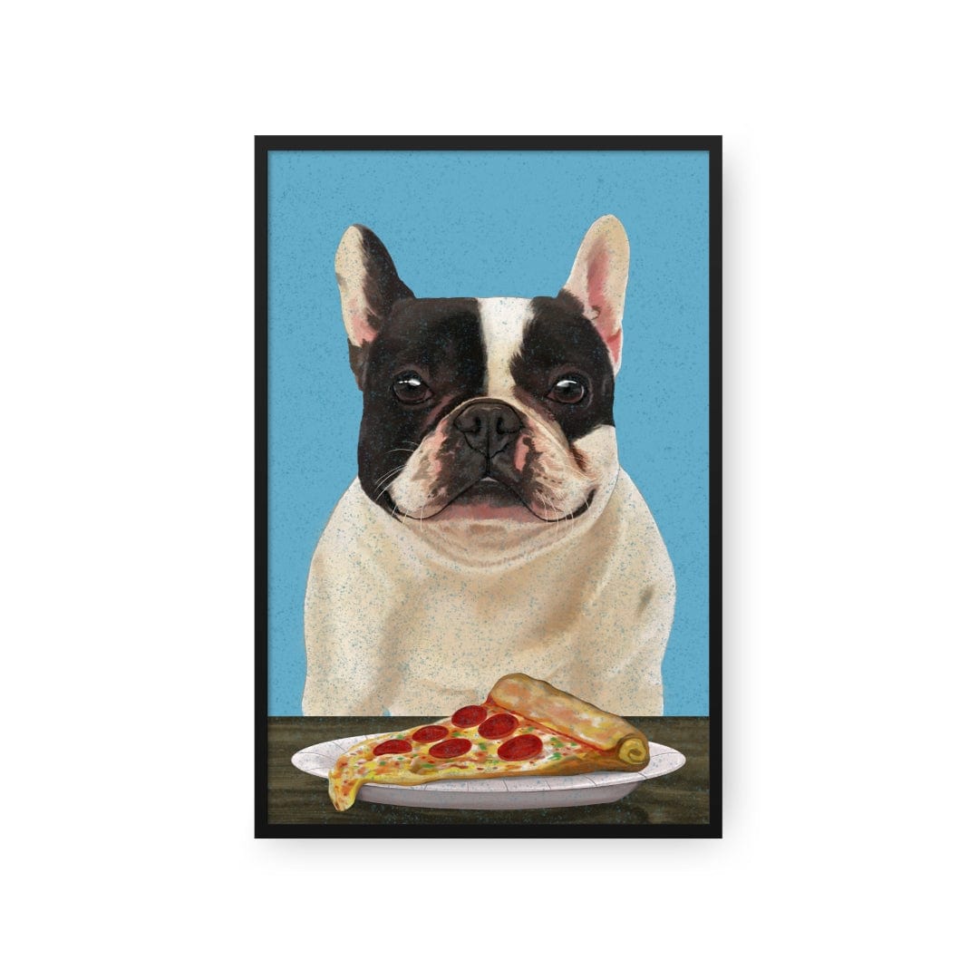Royal and Paws - Framed Poster Custom Pet with Pizza Portrait - Framed Poster