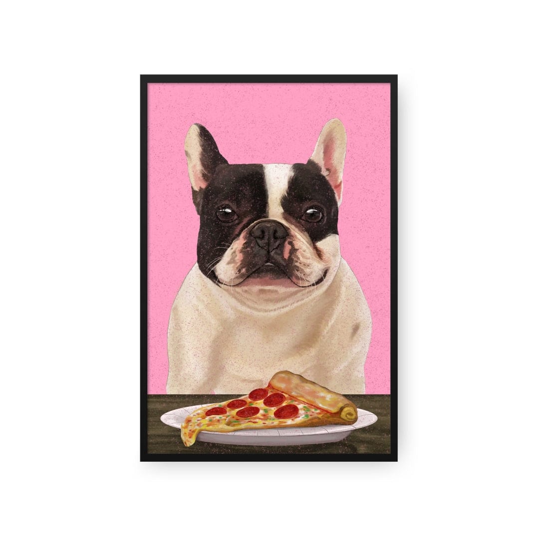 Royal and Paws - Framed Poster Custom Pet with Pizza Portrait - Framed Poster