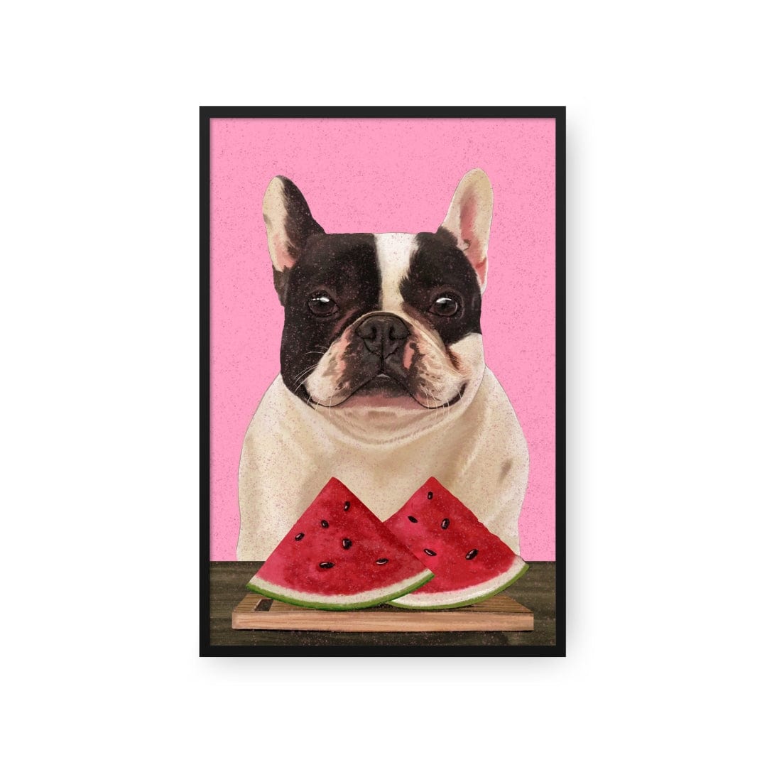 Royal and Paws - Framed Poster Custom Pet with Watermelon Portrait - Framed Poster