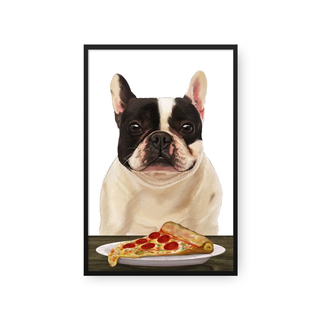 Royal and Paws - Framed Poster Custom Pet with Pizza Portrait - Framed Poster 8" x 10" / Black / White