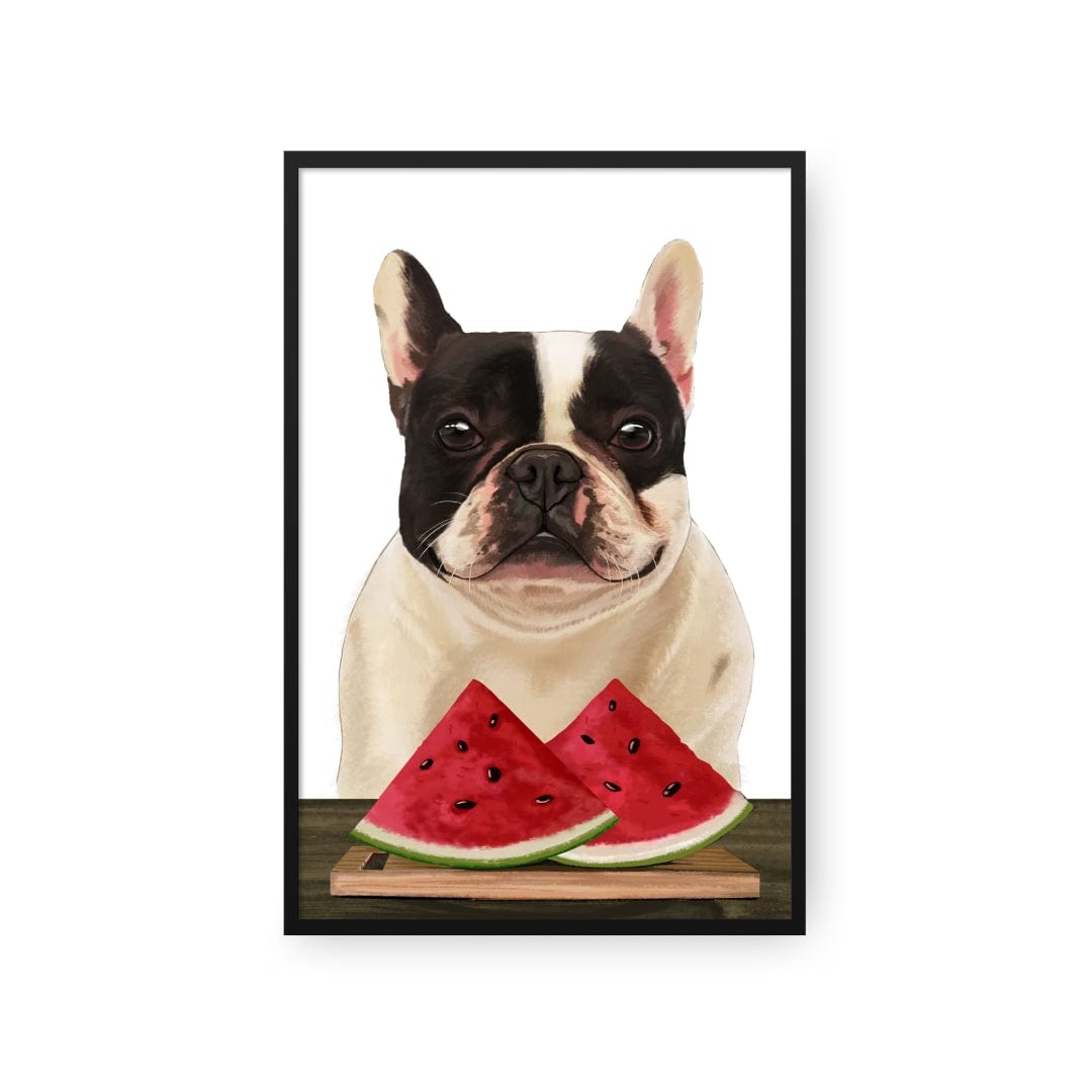 Royal and Paws - Framed Poster Custom Pet with Watermelon Portrait - Framed Poster
