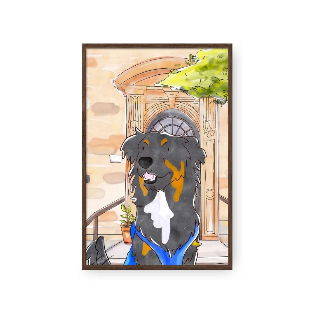 Royal and Paws - Framed Poster Watercolor Pet Portrait - One Pet, Framed Poster